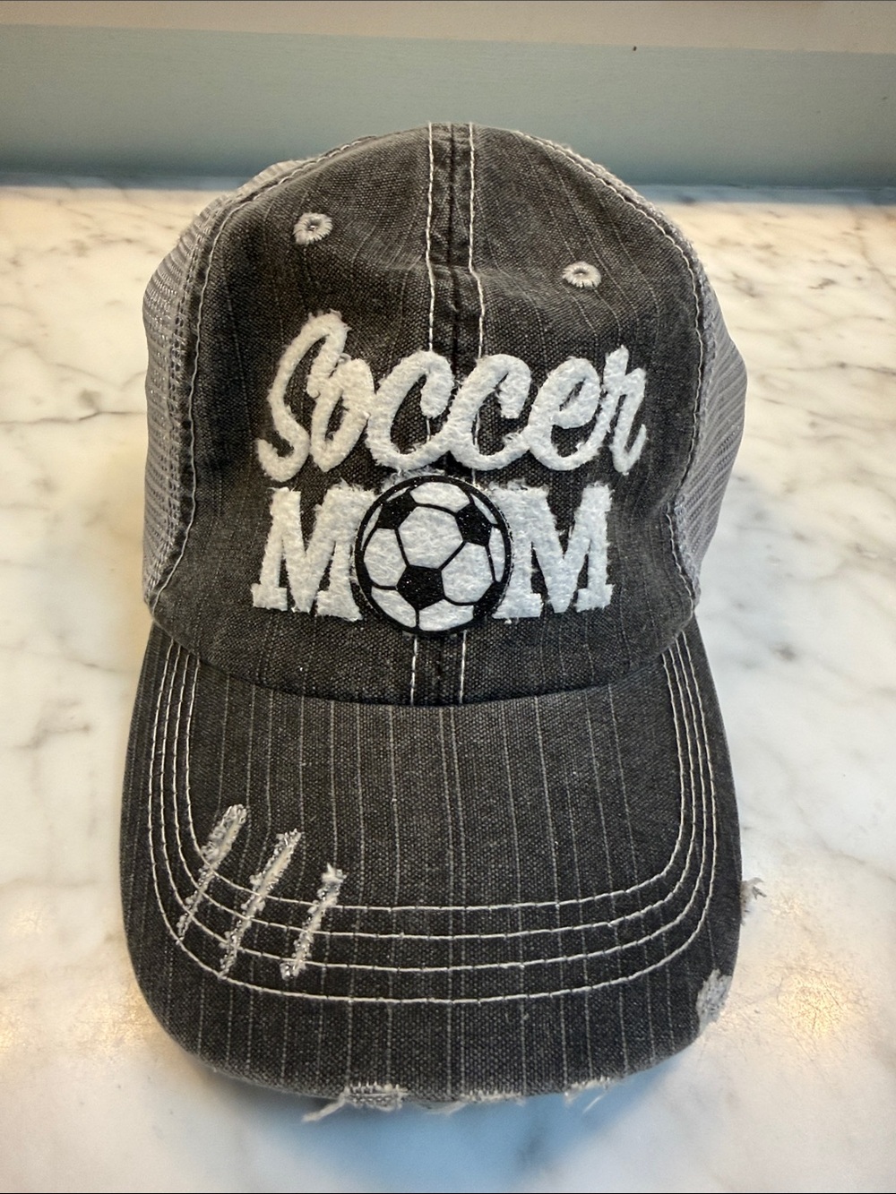 Kids Soccer Mom Distressed Cap - Gray